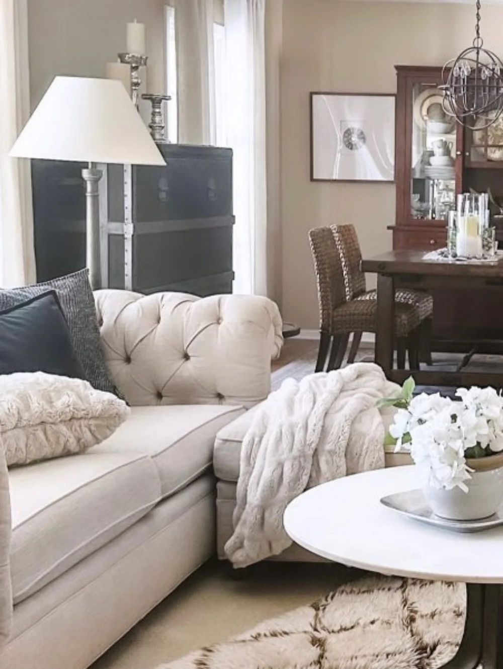 NWT Pottery Barn Cozy Faux Fur Ruched Throw + Two  18' Sq Ruched Pillow Covers